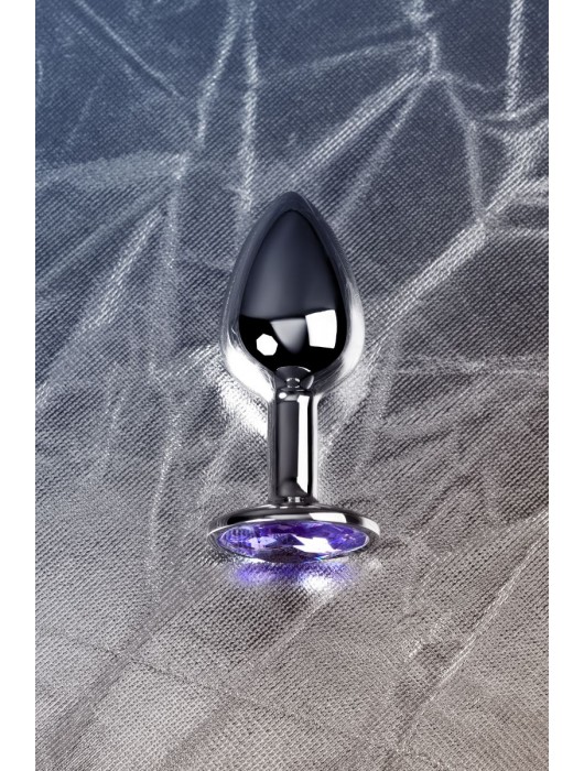 Серебристая конусовидная анальная пробка с фиолетовым кристаллом - 7 см. - ToyFa - купить с доставкой в Салавате
