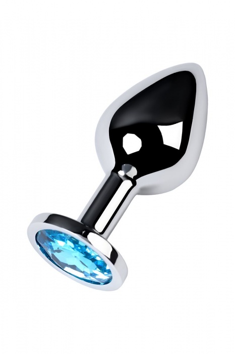 Серебристая конусовидная анальная пробка с голубым кристаллом - 8 см. - ToyFa - купить с доставкой в Салавате