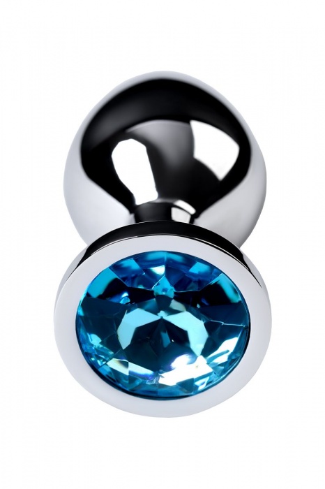 Серебристая конусовидная анальная пробка с голубым кристаллом - 8 см. - ToyFa - купить с доставкой в Салавате