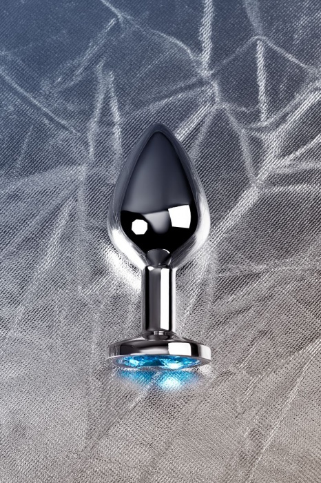 Серебристая конусовидная анальная пробка с голубым кристаллом - 8 см. - ToyFa - купить с доставкой в Салавате