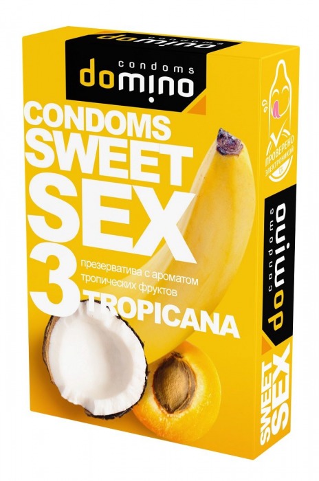 Презервативы для орального секса DOMINO Sweet Sex с ароматом тропических фруктов - 3 шт. - Domino - купить с доставкой в Салавате