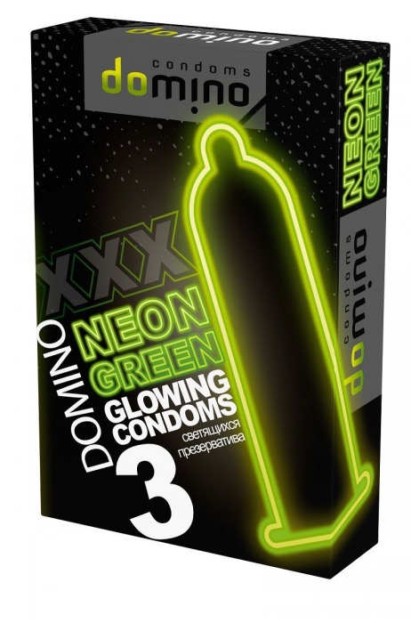 Презервативы DOMINO Neon Green со светящимся в темноте кончиком - 3 шт. - Domino - купить с доставкой в Салавате