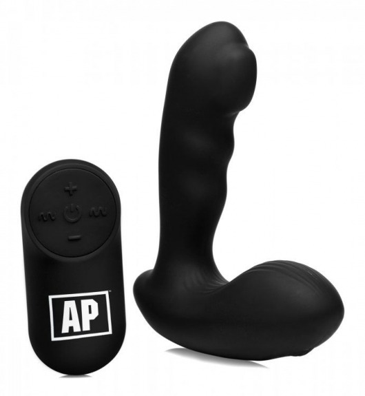 Черный стимулятор простаты Alpha-Pro 7X P-Milker Silicone Prostate Stimulator with Milking Bead - XR Brands - в Салавате купить с доставкой