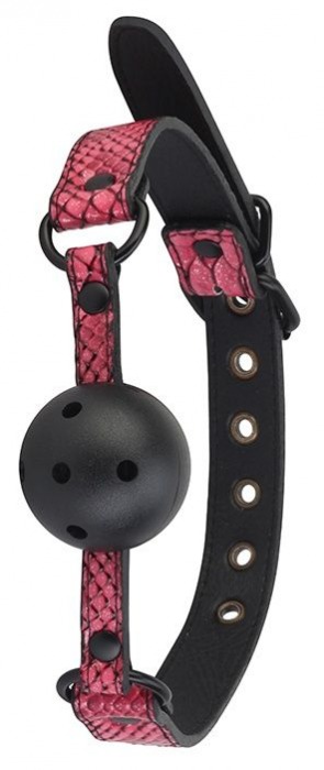 Черно-розовый кляп-шарик с отверстиями BALL GAG - Dream Toys - купить с доставкой в Салавате