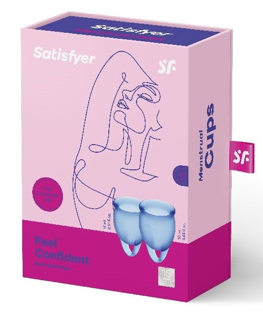 Набор синих менструальных чаш Feel confident Menstrual Cup - Satisfyer - купить с доставкой в Салавате