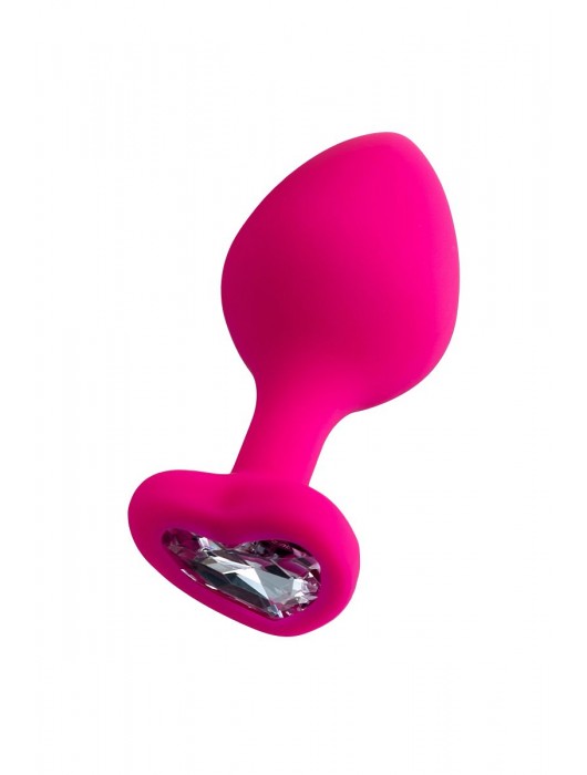 Розовая анальная втулка Diamond Heart с прозрачным кристаллом - 8 см. - ToyFa - купить с доставкой в Салавате