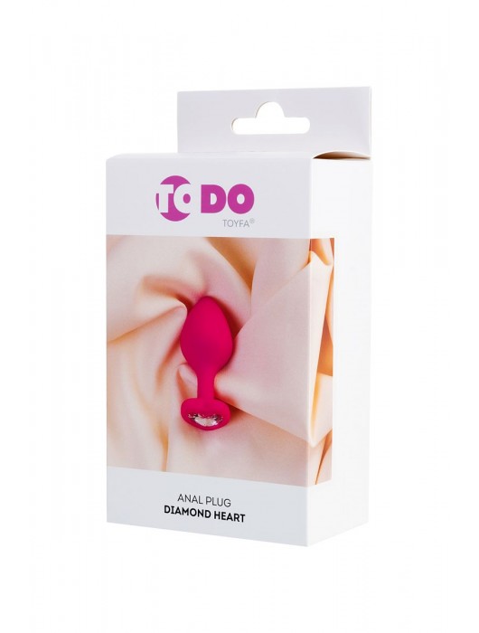 Розовая анальная втулка Diamond Heart с прозрачным кристаллом - 8 см. - ToyFa - купить с доставкой в Салавате