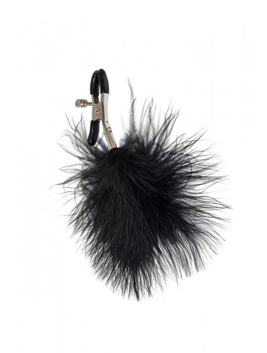 Зажимы на соски с черным пухом Euphoric - Lola Games - купить с доставкой в Салавате