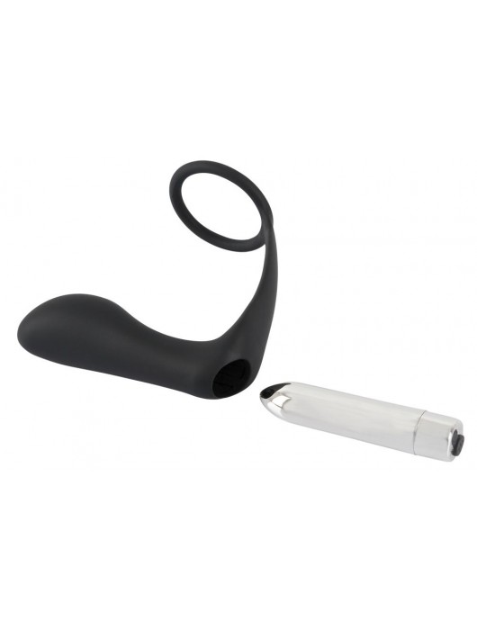 Черное эрекционное кольцо с анальной вибропробкой Vibrating Ring   Plug - Orion - в Салавате купить с доставкой