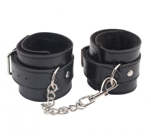 Черные оковы на ноги Obey Me Leather Ankle Cuffs - Chisa - купить с доставкой в Салавате