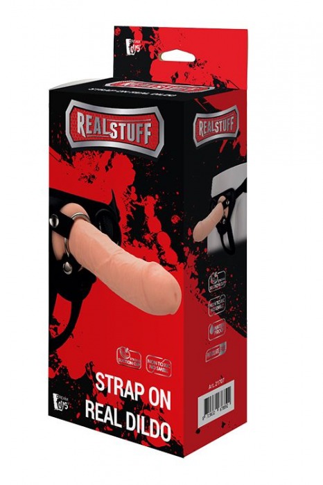 Черные трусики с телесной насадкой STRAP ON REAL DILDO - 21 см. - Dream Toys - купить с доставкой в Салавате