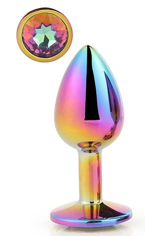 Голографическая анальная втулка с радужным кристаллом - 7,1 см. - Dream Toys - купить с доставкой в Салавате
