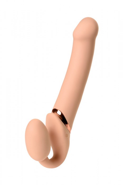 Телесный безремневой вибрострапон Vibrating Bendable Strap-On L - Strap-on-me - купить с доставкой в Салавате