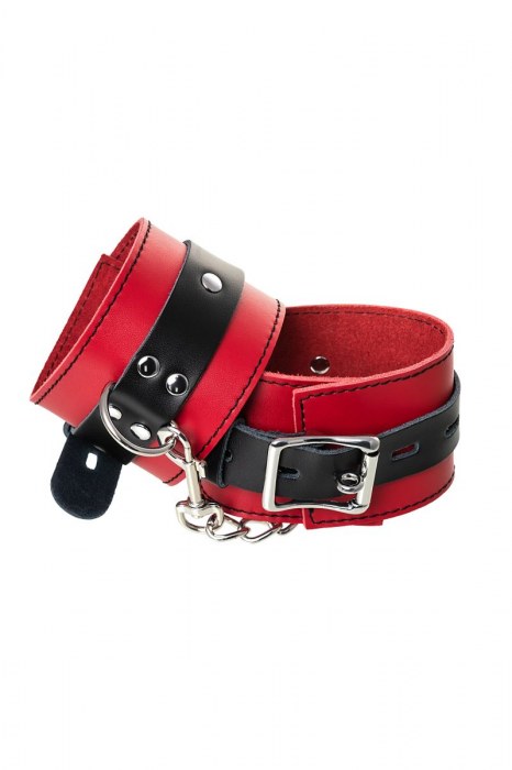 Красно-черные оковы на ноги из кожи - ToyFa - купить с доставкой в Салавате