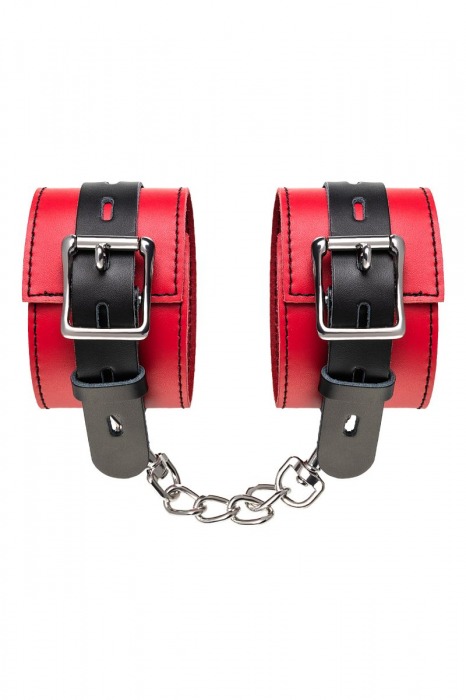 Красно-черные оковы на ноги из кожи - ToyFa - купить с доставкой в Салавате