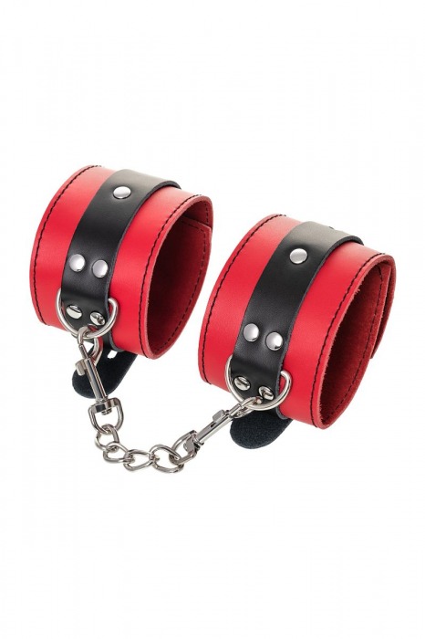 Красно-черные оковы на ноги из кожи - ToyFa - купить с доставкой в Салавате