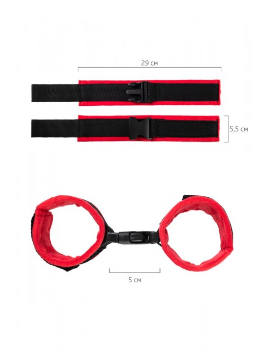 Красно-черные велюровые оковы Anonymo - ToyFa - купить с доставкой в Салавате