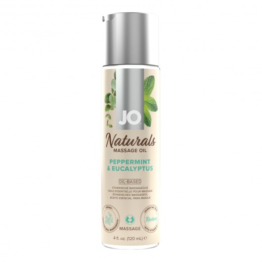 Массажное масло с ароматом перечной мяты и эвкалипта JO Naturals Peppermint   Eucalyptus - 120 мл. - System JO - купить с доставкой в Салавате