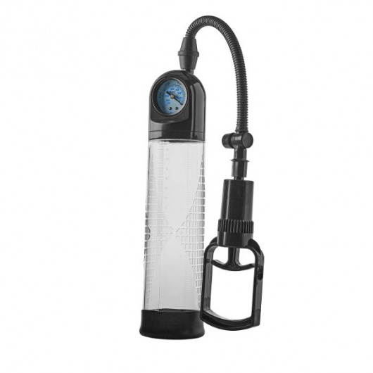 Прозрачная вакуумная помпа с манометром Deluxe Penis Pump - Dream Toys - в Салавате купить с доставкой