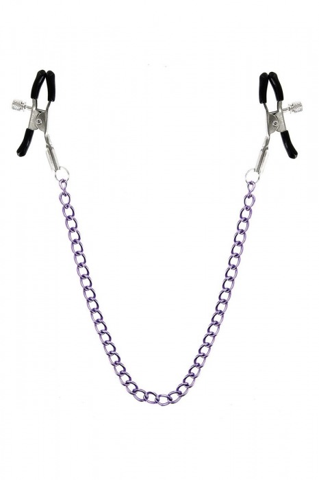 Зажимы для сосков с фиолетовой цепочкой Sweet Caress Nipple Chain - Sweet Caress - купить с доставкой в Салавате