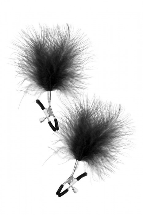 Зажимы на соски с черными пуховыми кисточками Sweet Caress Feather Nipple Clumps - Sweet Caress - купить с доставкой в Салавате