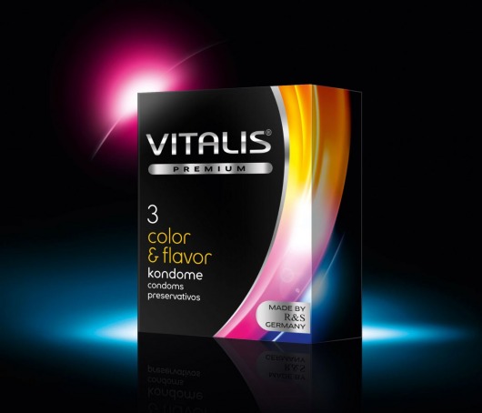 Цветные ароматизированные презервативы VITALIS PREMIUM color   flavor - 3 шт. - Vitalis - купить с доставкой в Салавате