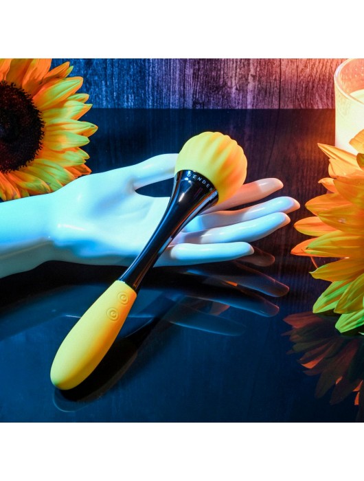 Черно-желтый двусторонний вибратор Sunflower - 20 см. - Gender X