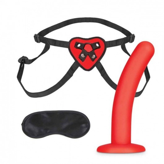 Красный поясной фаллоимитатор Red Heart Strap on Harness   5in Dildo Set - 12,25 см. - Lux Fetish - купить с доставкой в Салавате