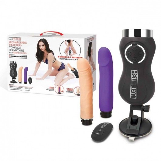 Портативная секс-машина Thrusting Compact Sex Machine c 2 насадками - Lux Fetish - купить с доставкой в Салавате