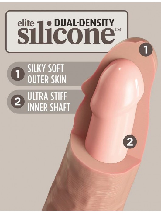 Телесный фаллоимитатор-реалистик King Cock Ellite Dual Density - 28 см. - Pipedream