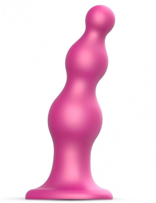 Розовая насадка Strap-On-Me Dildo Plug Beads size L - Strap-on-me - купить с доставкой в Салавате