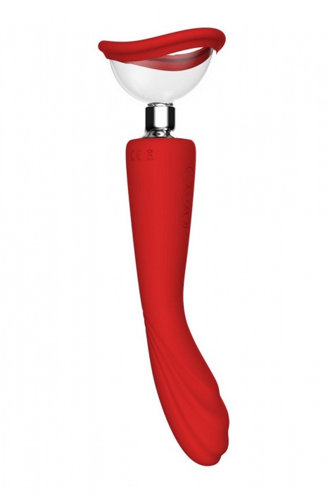 Красный двойной стимулятор Georgia - вибратор и вакуумная помпа - Dream Toys