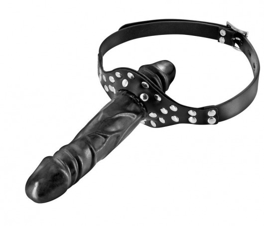 Черный кляп-фаллоимитатор Double Penis Gag - Fetish Tentation - купить с доставкой в Салавате