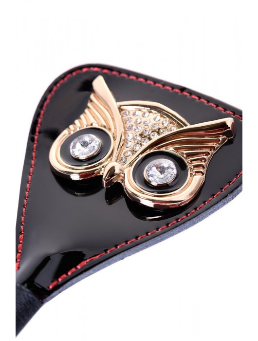 Чёрный стек с совой на кожаном наконечнике - 24 см. - ToyFa - купить с доставкой в Салавате