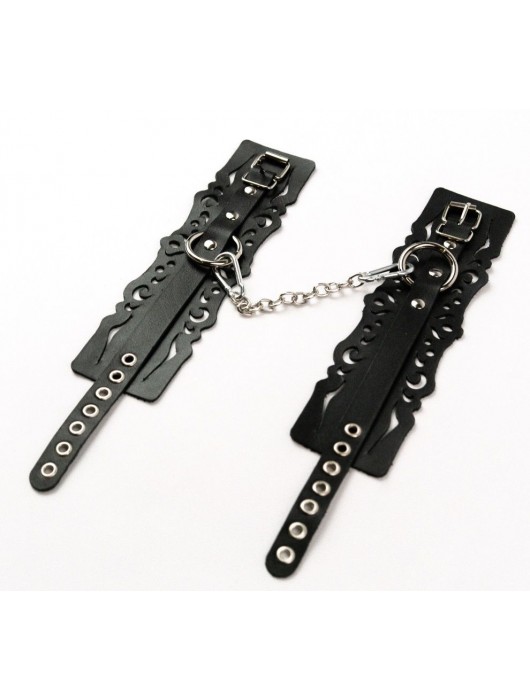 Узорчатые кожаные оковы с регулируемыми ремешками - Crazy Handmade - купить с доставкой в Салавате