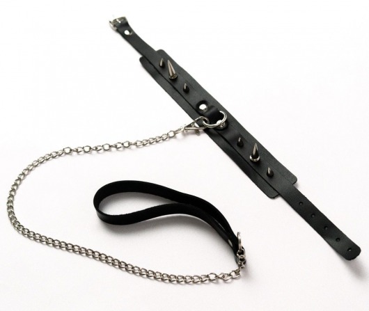 Черный ошейник с шипами и поводком - Crazy Handmade - купить с доставкой в Салавате