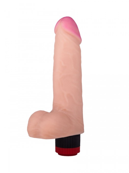 Фаллоимитатор с мошонкой и вибрацией - 17,5 см. - LOVETOY (А-Полимер)