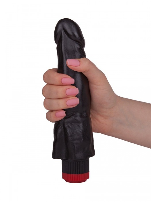 Чёрный вибромассажер с широким основанием - 18,8 см. - LOVETOY (А-Полимер)