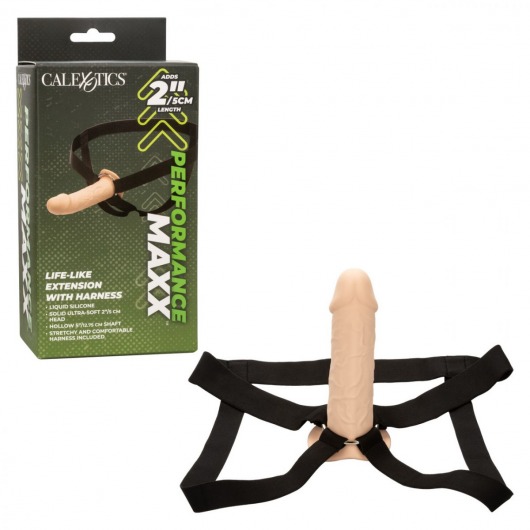 Телесный фаллопротез Life-Like Extension with Harness - 17,75 см. - California Exotic Novelties - купить с доставкой в Салавате