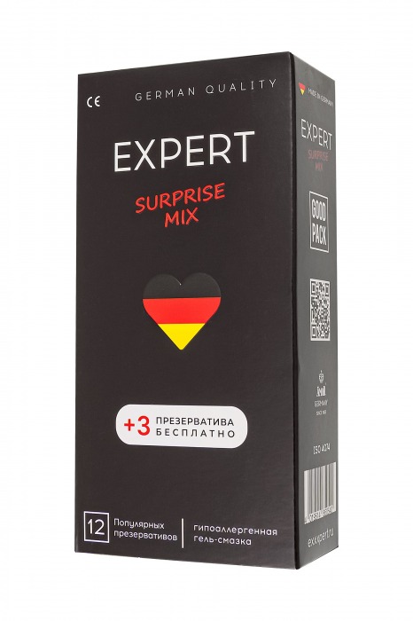 Презервативы EXPERT Surprise Mix - 12 шт.(+3 в подарок) - Expert - купить с доставкой в Салавате