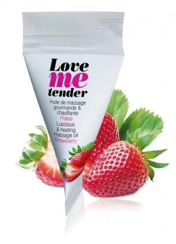 Съедобное согревающее массажное масло Love Me Tender Strawberry с ароматом клубники - 10 мл. - Love to Love - купить с доставкой в Салавате