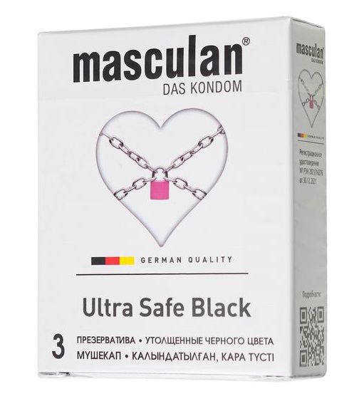 Ультрапрочные презервативы Masculan Ultra Safe Black - 3 шт. - Masculan - купить с доставкой в Салавате