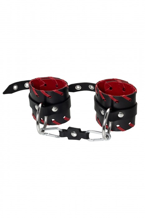 Черно-красные наручники из натуральной кожи - Pecado - купить с доставкой в Салавате