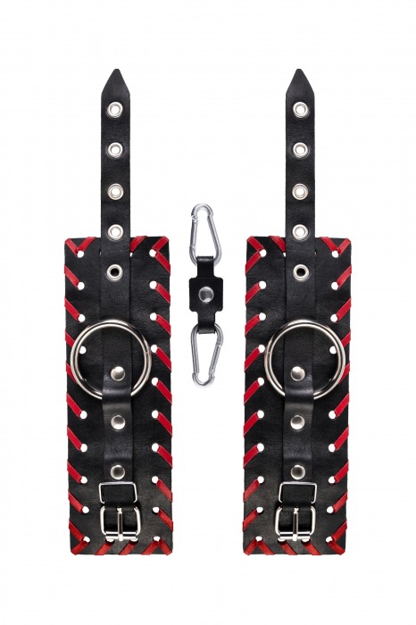 Черно-красные наручники из натуральной кожи - Pecado - купить с доставкой в Салавате