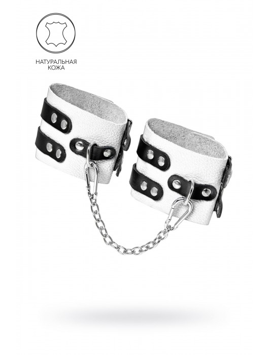 Бело-черные оковы с двумя ремешками и люверсами - Pecado - купить с доставкой в Салавате