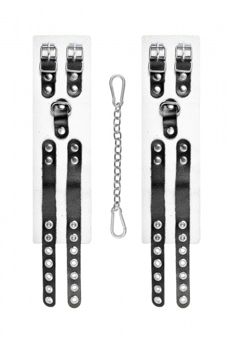 Бело-черные оковы с двумя ремешками и люверсами - Pecado - купить с доставкой в Салавате