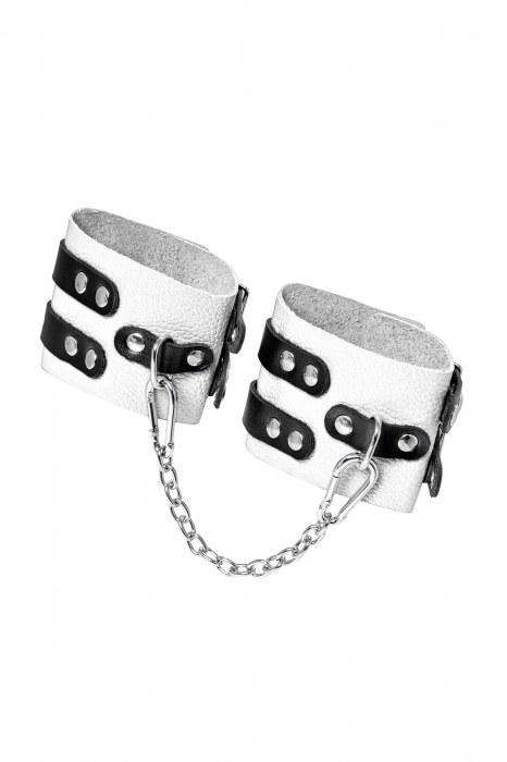 Бело-черные оковы с двумя ремешками и люверсами - Pecado - купить с доставкой в Салавате