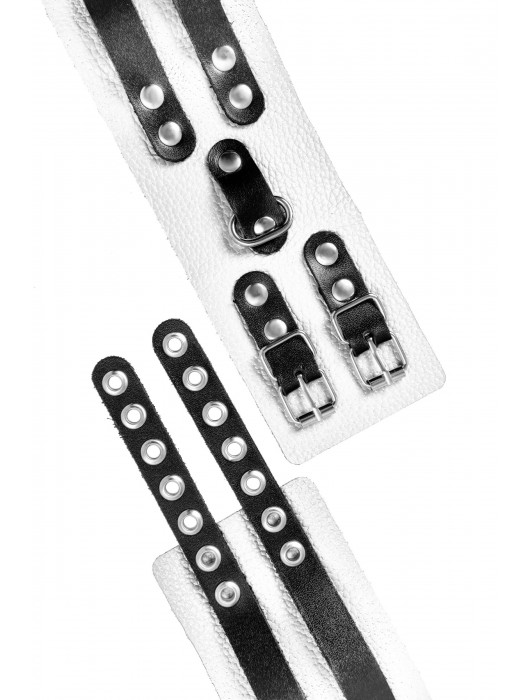Бело-черные оковы с двумя ремешками и люверсами - Pecado - купить с доставкой в Салавате