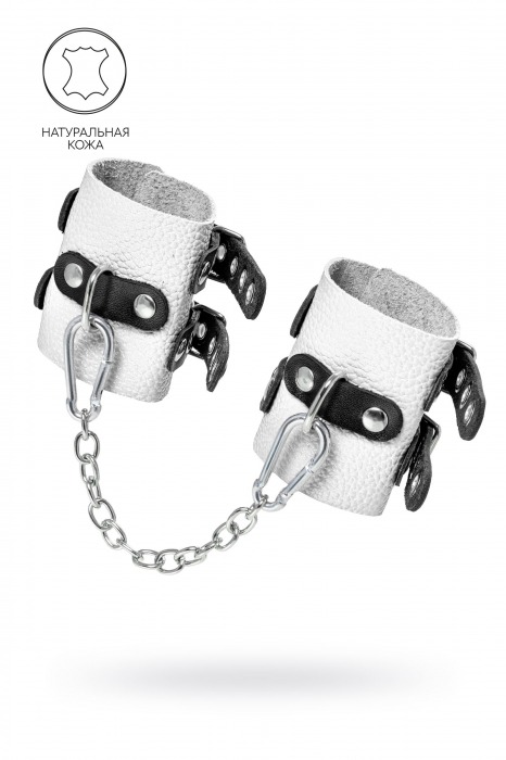 Бело-черные наручники с двумя ремешками и люверсами - Pecado - купить с доставкой в Салавате