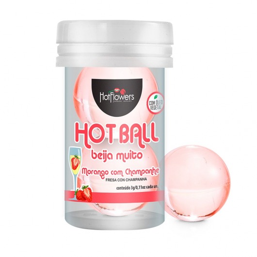 Лубрикант на масляной основе Hot Ball Beija Muito с ароматом клубники и шампанского (2 шарика по 3 гр.) - HotFlowers - купить с доставкой в Салавате